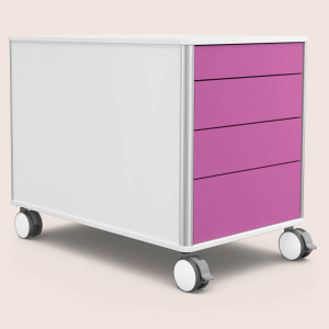C8 (Dekor: Weiß, Aluprofil Farbe: Silber, Schubladendekor: Pink)