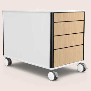 C8 (Dekor: Weiß, Aluprofil Farbe: Schwarz, Schubladendekor: Eiche)