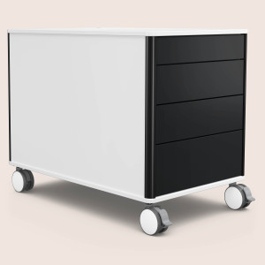 C8 (Dekor: Weiß, Aluprofil Farbe: Schwarz, Schubladendekor: Schwarz)