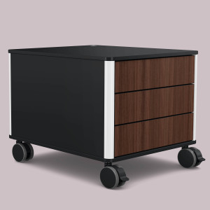 C6 (Schubladendekor: Nussbaum, Aluprofil Farbe: Weiß, Dekor: Schwarz)