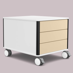 C6 (Schubladendekor: Beige, Aluprofil Farbe: Schwarz, Dekor: Weiß)