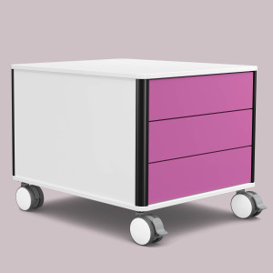 C6 (Schubladendekor: Pink, Aluprofil Farbe: Schwarz, Dekor: Weiß)