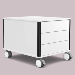 C6 (Schubladendekor: Weiß, Aluprofil Farbe: Schwarz, Dekor: Mattweiß)