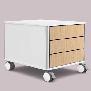 C6 (Schubladendekor: Eiche, Aluprofil Farbe: Silber, Dekor: Mattweiß)