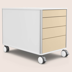 C8 (Dekor: Mattweiß, Aluprofil Farbe: Silber, Schubladendekor: Beige)