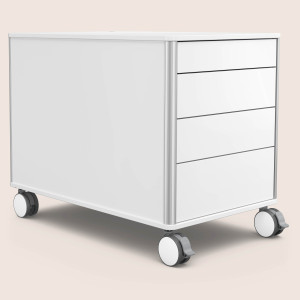 C8 (Dekor: Mattweiß, Aluprofil Farbe: Silber, Schubladendekor: Weiß)