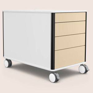C8 (Dekor: Mattweiß, Aluprofil Farbe: Schwarz, Schubladendekor: Beige)