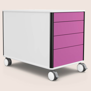 C8 (Dekor: Mattweiß, Aluprofil Farbe: Schwarz, Schubladendekor: Pink)