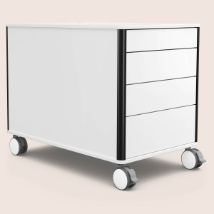 C8 (Dekor: Mattweiß, Aluprofil Farbe: Schwarz, Schubladendekor: Weiß)