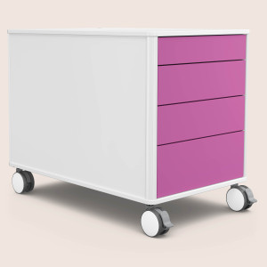 C8 (Dekor: Mattweiß, Aluprofil Farbe: Weiß, Schubladendekor: Pink)