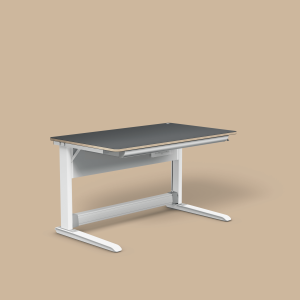 T1 (Dekor: Grau, Größe: M (120 x 80 cm), Höhenadapter: mit Höhenadapter (+10 cm Grundhöhe), Schublade: mit Schublade, Steckdosenhalter: ohne Steckdose