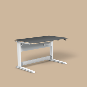 T1 (Dekor: Grau, Größe: M (120 x 80 cm), Höhenadapter: mit Höhenadapter (+ 5 cm Grundhöhe), Schublade: ohne Schublade, Steckdosenhalter: ohne Steckdos