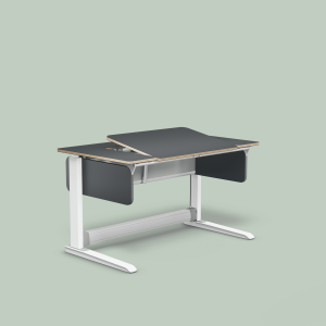 T2 (Dekor: Grau, Schublade: ohne Schublade, Höhenadapter: mit Höhenadapter (+ 5 cm Grundhöhe), Tischplattenvariante: C, Fußgestell: Weiss)