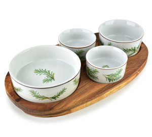 MODERN KITCHEN Deska z 4 miskami 11x3,58,5x4 2x/7x3,3cm (28x16x1,2cm) rozmaryn 160ml/120ml/2x80ml