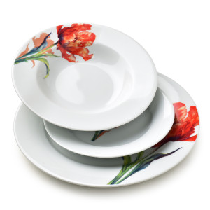 LEA TULIP Komplet obiadowy 18 elementów 21,8cm/19,2/27cm talerz zupa 220ml