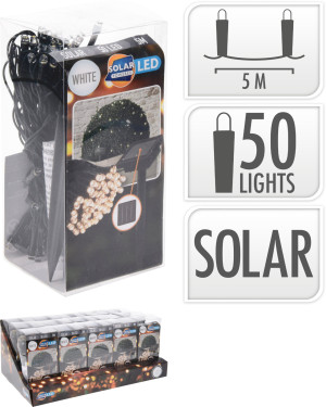 Łańcuch świetlny solarny 50 LED zimna biel 2 m