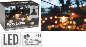 GIRLANDA OGRODOWA 10 ŻARÓWEK LED Z CZARNYM KLOSZEM 7,5CM PARTY LIGHTS