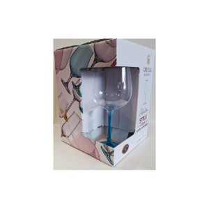 BOHEMIA STRIX komplet 4 kieliszków 360ml turkusowa noga wino białe