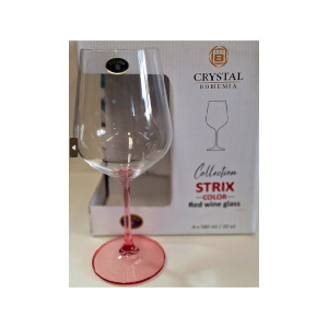 BOHEMIA STRIX komplet 4 kieliszków 580ml czerwona noga wino czerwone