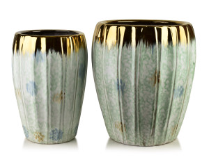 NEVA Komplet 2 osłonek ceramicznych 41x41x46cm 30x30x42,5cm pastelowy złoty