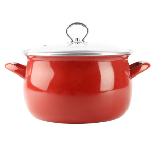 Garnek 22cm 5,5L emaliowany czerwony HELENA