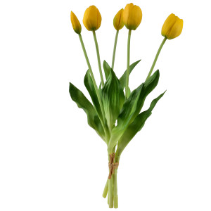 VIRIDIS Kwiat sztuczny Bukiet 5 Tulipanów żółte 40cm