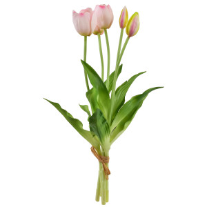 VIRIDIS Kwiat sztuczny Bukiet 5 tulipanów różowe 40cm