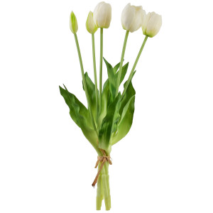 VIRIDIS Kwiat sztuczny Bukiet 5 tulipanów białe 40cm
