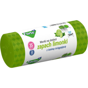 FORTE Worki na śmieci z taśmą 35L 15sztuk moletowane zapach limonka LDPE