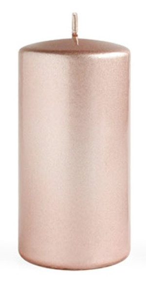 Świeca OPAL MET POŁYSK Walec duży 7x7x17,5cm rose gold parafinowa