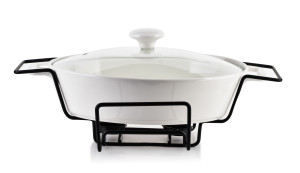 MODERN KITCHEN Naczynie z podgrzewaczem1,6L 33,2x22x6,6 cm gładkie białe