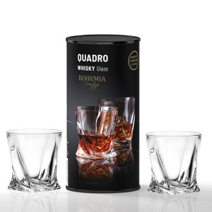 BOHEMIA PRESTIGE QUADRO Komplet 2 szklanki whisky tuba