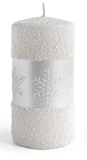 Świeca SNOW QUEEN walec mały 7x7x10cm parafinowa biała
