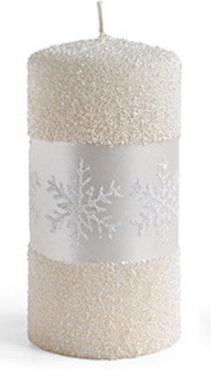 Świeca SNOW QUEEN walec mały 7x7x10cm parafinowa kremowa