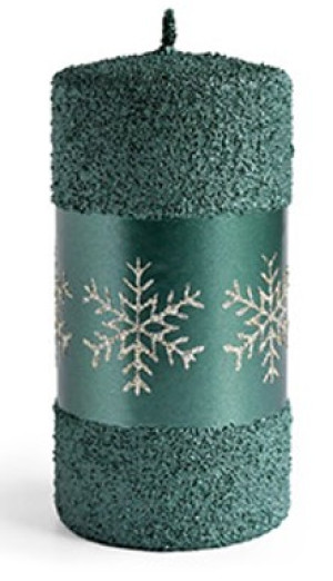 Świeca SNOW QUEEN walec średni 7x7x14cm parafinowa zielona
