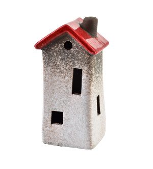 Domek ceramiczny biało-brązowy,mix 3 wzory 6,9x5,9x14,1cm