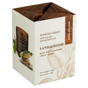 Świeca zapachowa w szkle WOOD 150g SANDALWOOD sojowa