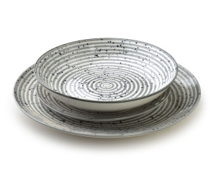 STRIPES GREY Komplet obiadowy 18części27/19/20cm miska 550ml