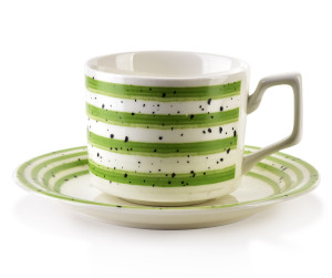 JOY Komplet 6 filiżanek ze spodkiem zielone 210ml