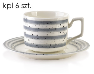 JOY Komplet 6 filiżanek ze spodkiem szare 210ml