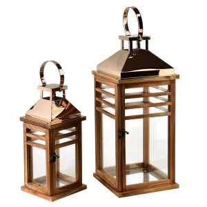 LEVI GOLD Komplet 2 latarni19,5x19,5x45cm/13,5x13,5x30,5cm
