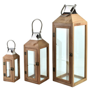 LEVI Komplet 3 latarni20x20x62cm/15x15x42cm/10x10x28cm