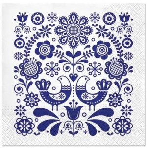 Serwetki 33x33 Folk niebieskie 20szt