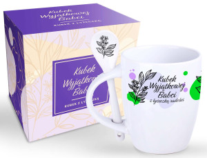 DZIEŃ BABCI Kubek z łyżeczką 300ml WYJĄTKOWA BABCIA