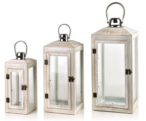 LOKKE Komplet 3 latarni 20x20x47/16x16x39/12x12x29cm
