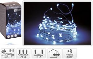 ŁAŃCUCH LED 80L BIAŁY WW ZEWNETRZNE+8FUNKCJI 790CM