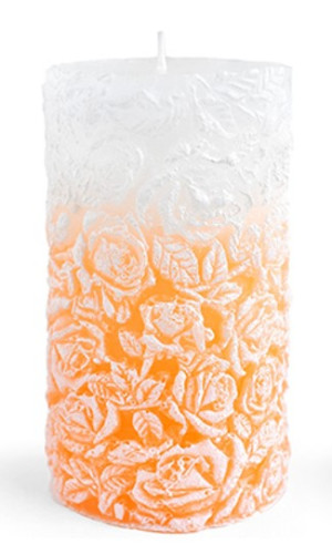 Świeca walec duży 8x18,5cm RÓŻANA pomarańczowa parafinowa