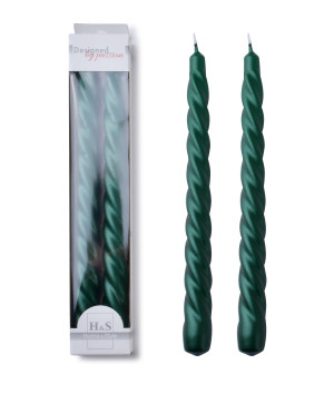 Komplet 2świec STANDARD LAKIER BAROK2,2x23cm zieleń butelkowa