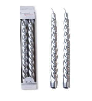 Komplet 2świec STANDARD LAKIER BAROK2,2x23cm srebrna