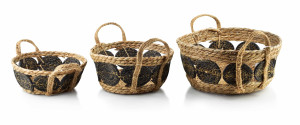 BALI Komplet 3 KOSZY 30x30x15/27x27x13/21x21x9 cm